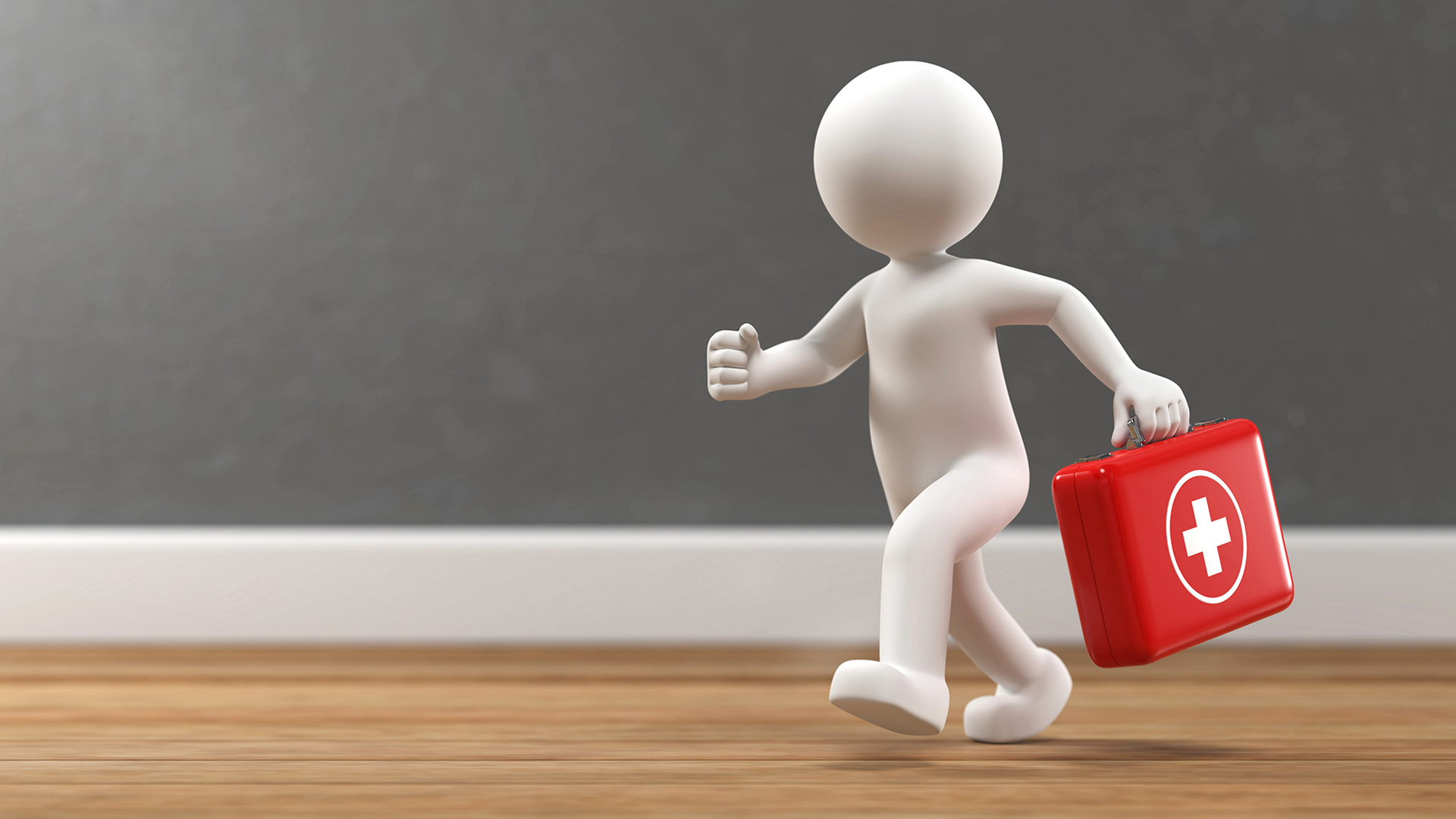 Laufende Figur mit Notfallkoffer