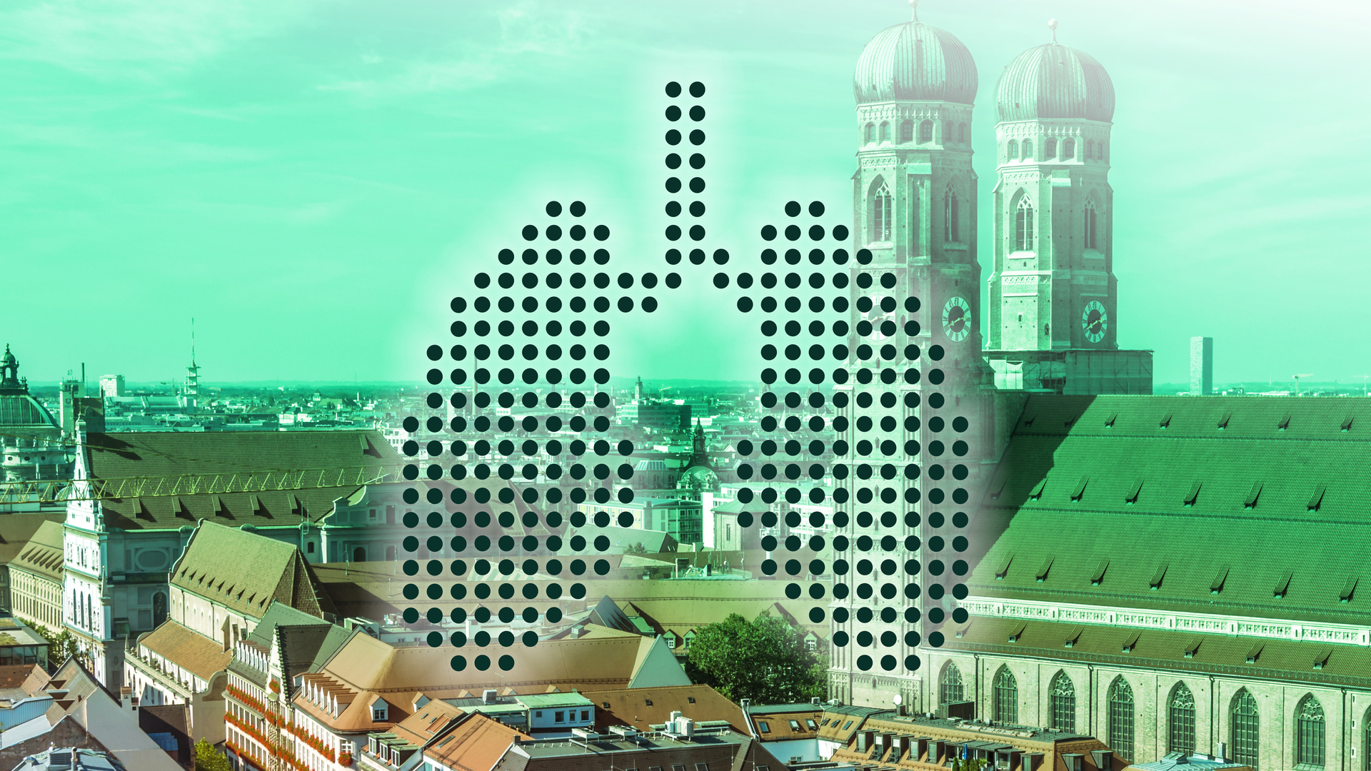 München mit Lunge aus Punkten im Vordergrund