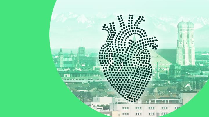 München mit Herz aus Punkten im Vordergrund