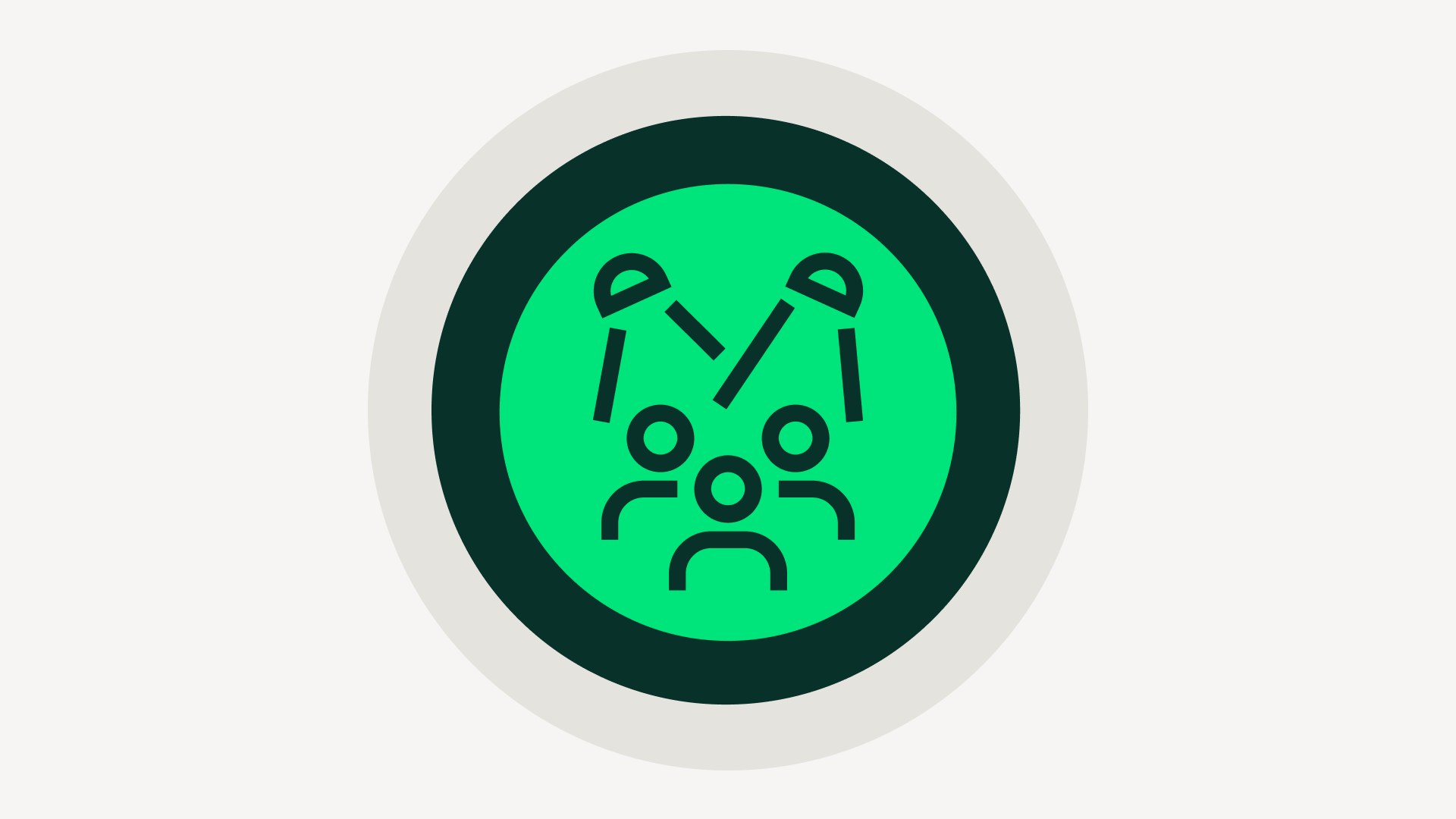 Personen im Scheinwerferlicht Icon auf grünem Hintergrund